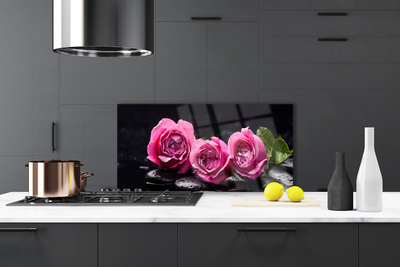 Spatplaat keuken glas Roses stones zen spa nature