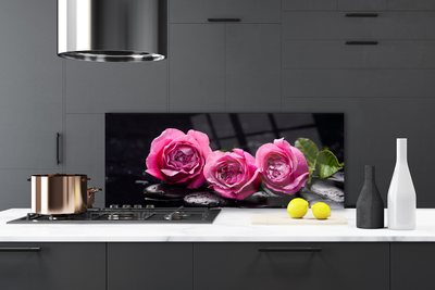 Spatplaat keuken glas Roses stones zen spa nature