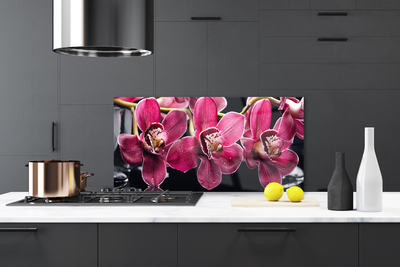 Spatplaat keuken glas Orchideebloemen schieten de natuur