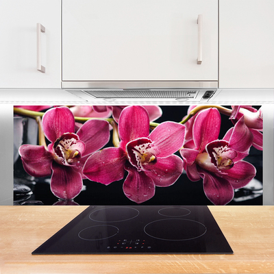 Spatplaat keuken glas Orchideebloemen schieten de natuur