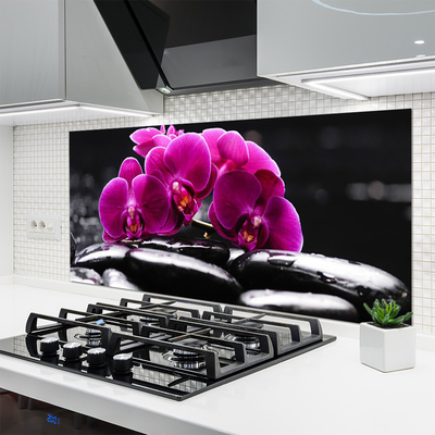 Spatplaat keuken glas Zen orchid spa-stenen