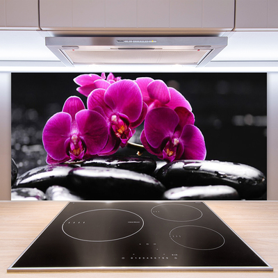 Spatplaat keuken glas Zen orchid spa-stenen