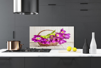 Spatplaat keuken glas Bloemen in de mand