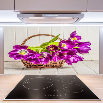 Spatplaat keuken glas Bloemen in de mand