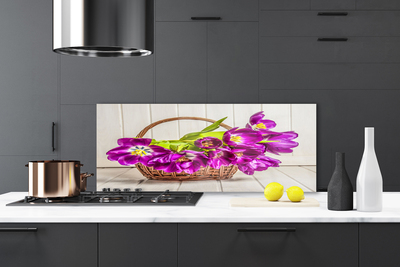 Spatplaat keuken glas Bloemen in de mand