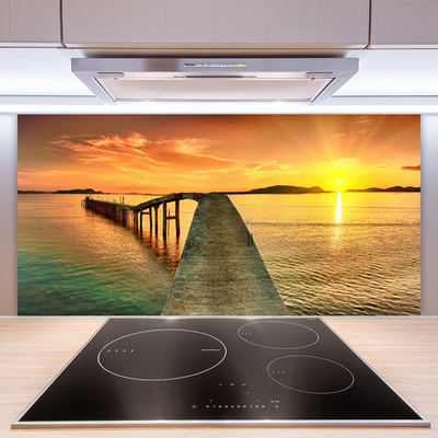 Spatplaat keuken glas Sea sun bridge landscape
