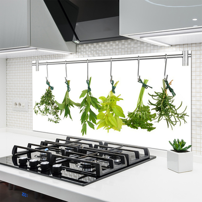 Spatplaat keuken glas Bladeren van natuur kruiden