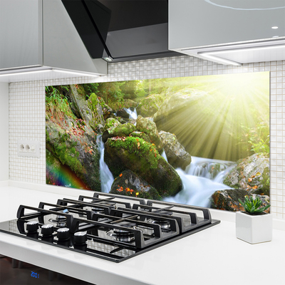 Spatplaat keuken glas Rainbow waterfall nature potok