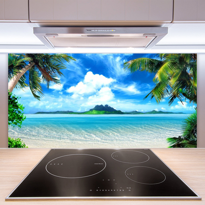 Spatplaat keuken glas Palm sea tropical island