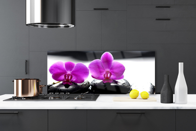 Spatplaat keuken glas Orchidee natuurbloemen