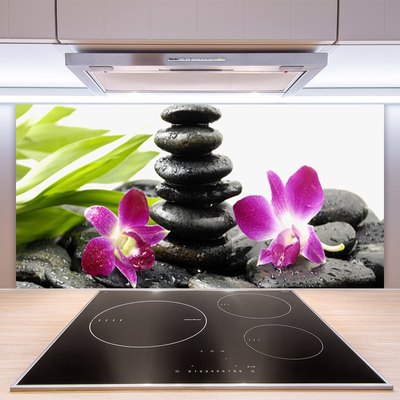 Spatplaat keuken glas Zen spa orchid stones