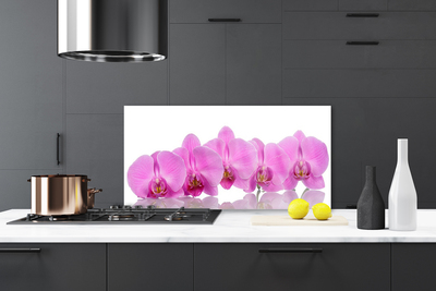 Spatplaat keuken glas Roze orchideebloemen