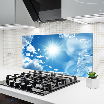 Spatplaat keuken glas Zon wolken hemelblauw