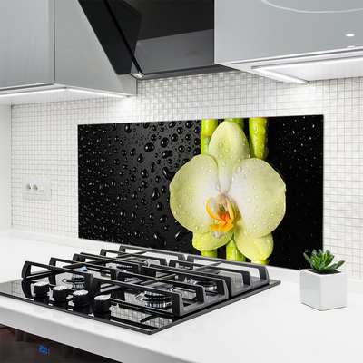 Spatplaat keuken glas Bamboe bloemen orchidee