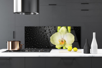 Spatplaat keuken glas Bamboe bloemen orchidee