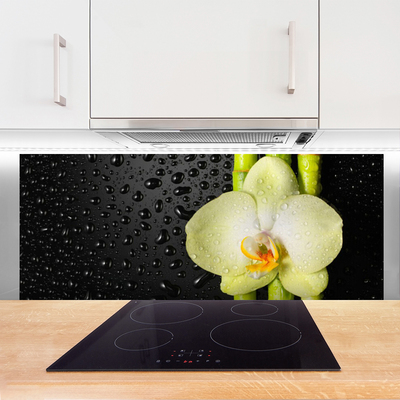 Spatplaat keuken glas Bamboe bloemen orchidee