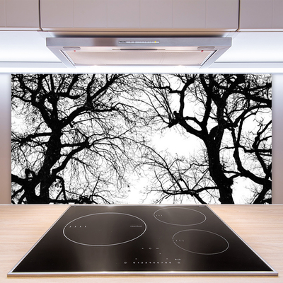 Spatplaat keuken glas Zwart en wit natuurbomen
