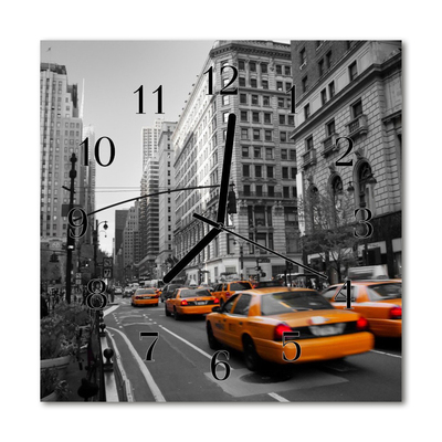 Vierkante glazen wandklok Taxi new york