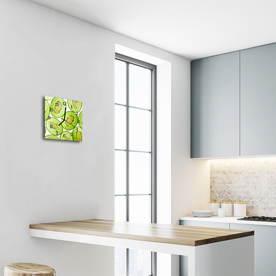 Vierkante glazen wandklok Kiwi