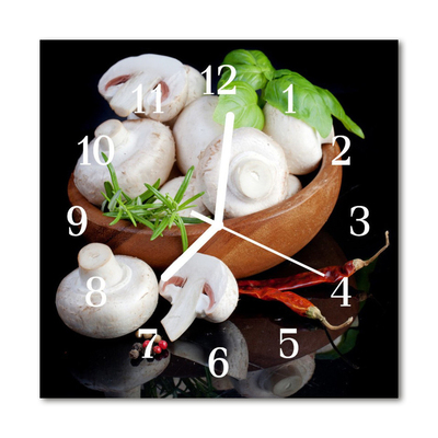 Vierkante glazen wandklok Champignons