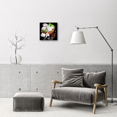Vierkante glazen wandklok Champignons