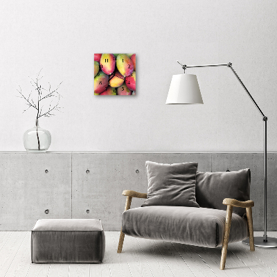 Vierkante glazen wandklok Fruit