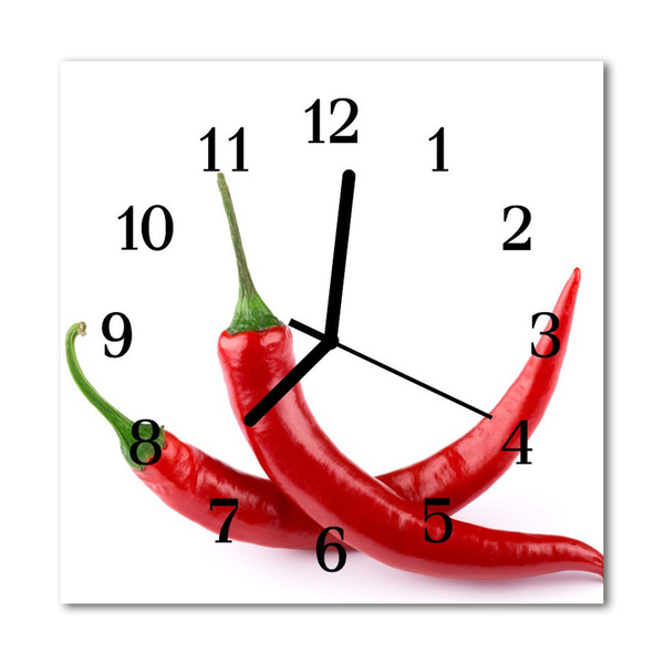 Vierkante glazen wandklok Chili