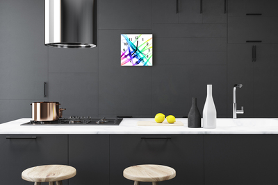 Vierkante glazen wandklok Abstractie