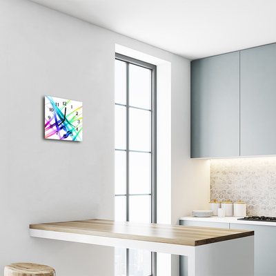 Vierkante glazen wandklok Abstractie