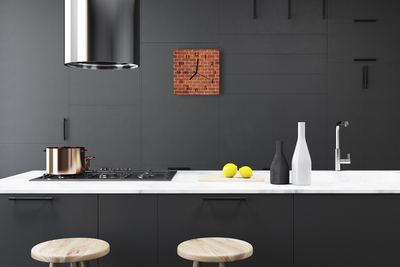 Vierkante glazen wandklok Stenen muur