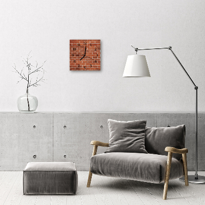 Vierkante glazen wandklok Stenen muur