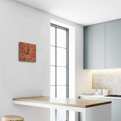 Vierkante glazen wandklok Stenen muur