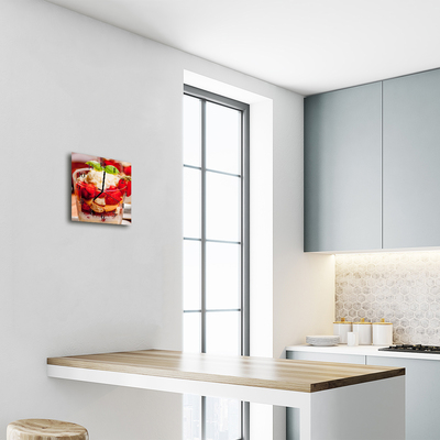 Vierkante glazen wandklok Fruit