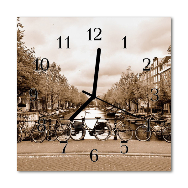 Vierkante glazen wandklok Amsterdam