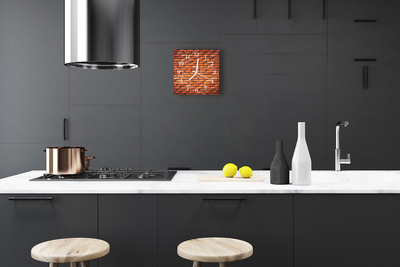 Vierkante glazen wandklok Stenen muur