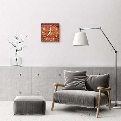 Vierkante glazen wandklok Stenen muur