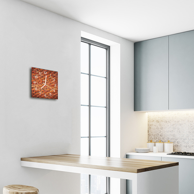 Vierkante glazen wandklok Stenen muur