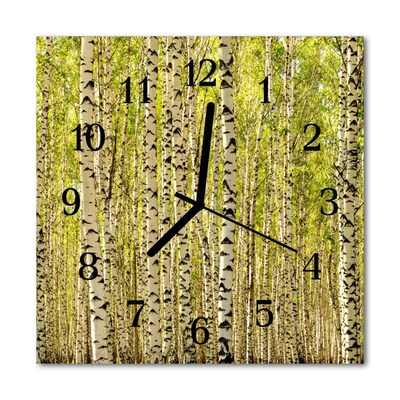Vierkante glazen wandklok Berkbos