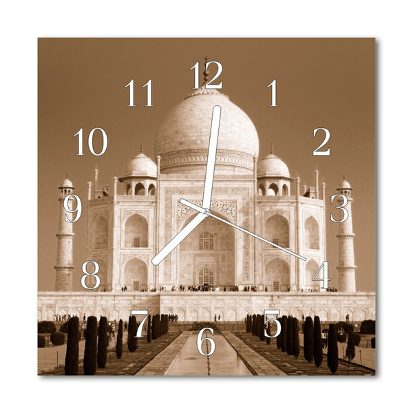 Vierkante glazen wandklok Taj mahal