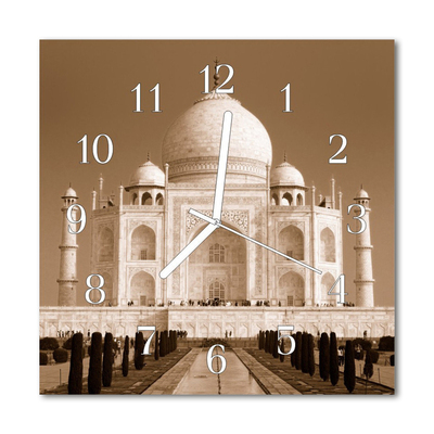 Vierkante glazen wandklok Taj mahal