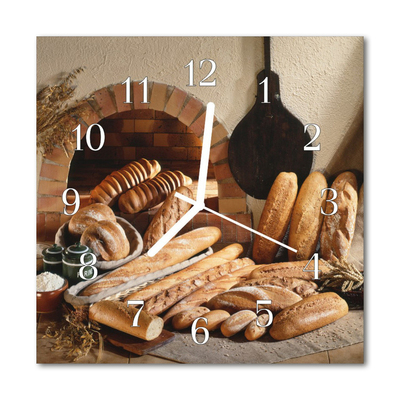 Vierkante glazen wandklok Brood