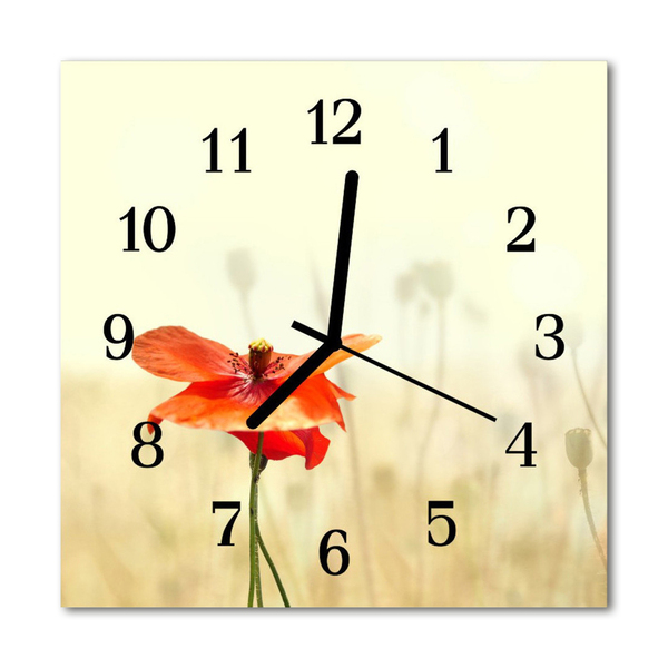 Vierkante glas klok Papaver