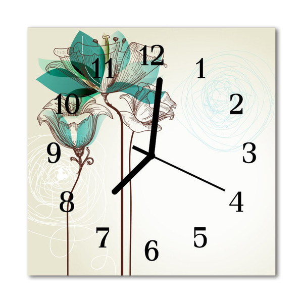 Vierkante glas klok Vintage bloemen