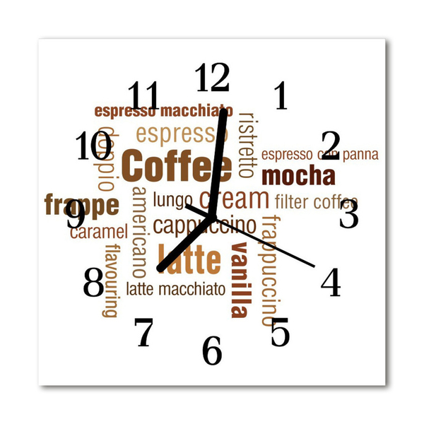 Vierkante glas klok Koffie