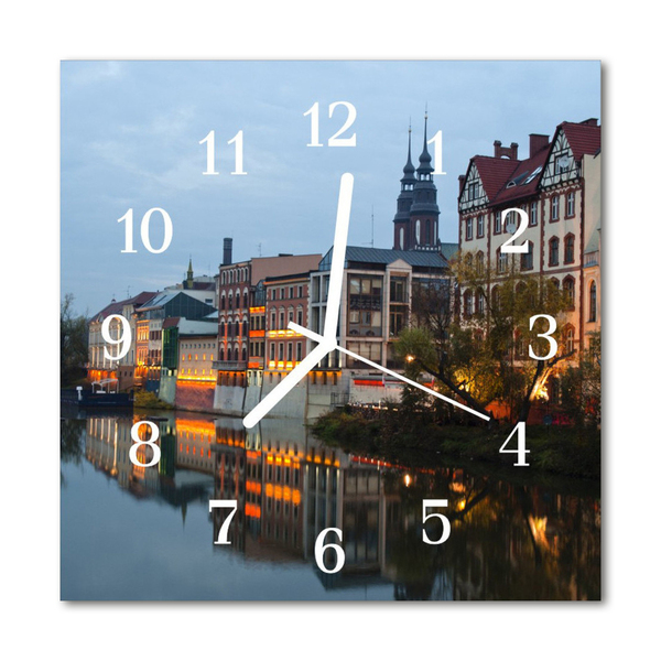 Vierkante glas klok Oude stad