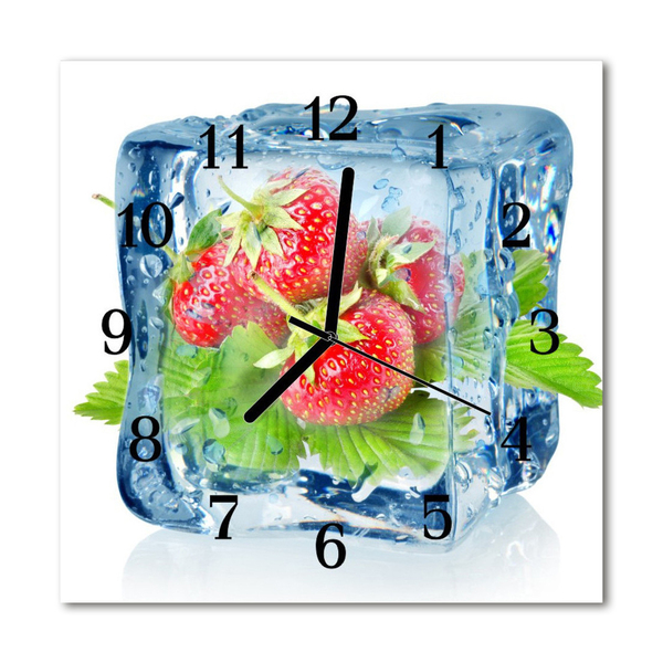 Vierkante glas klok Ijs aardbeien