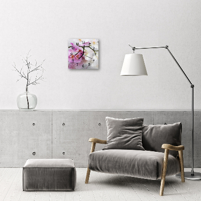 Vierkante glas klok Orchidee