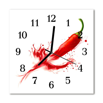 Vierkante glas klok Peper