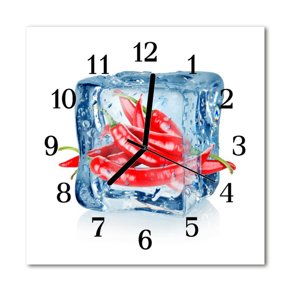 Vierkante glas klok Chili peper met ijs