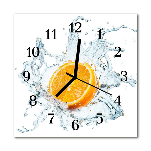 Vierkante glas klok Oranje water